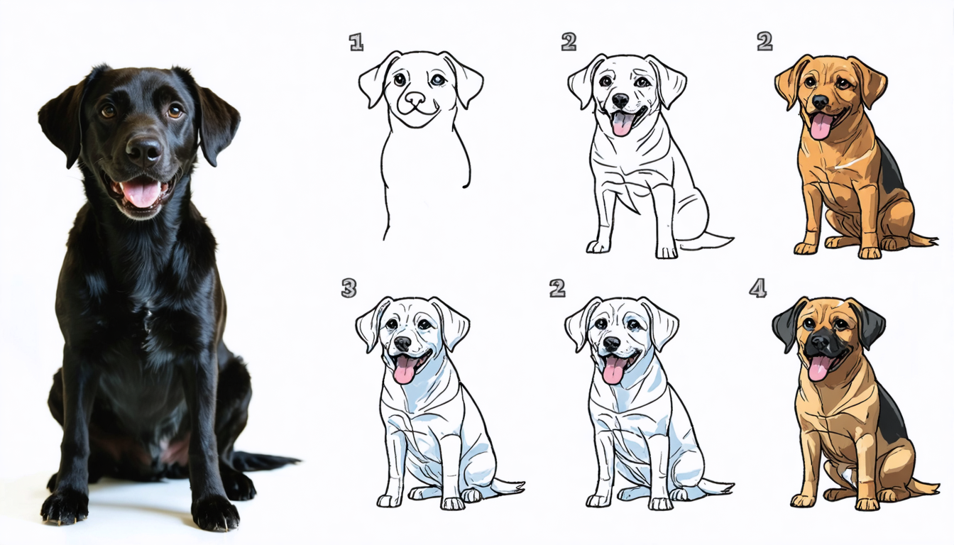 découvrez comment dessiner un chien facilement avec nos étapes simples et rapides. parfait pour débutants, suivez ce guide pas à pas pour réussir votre dessin en un rien de temps !
