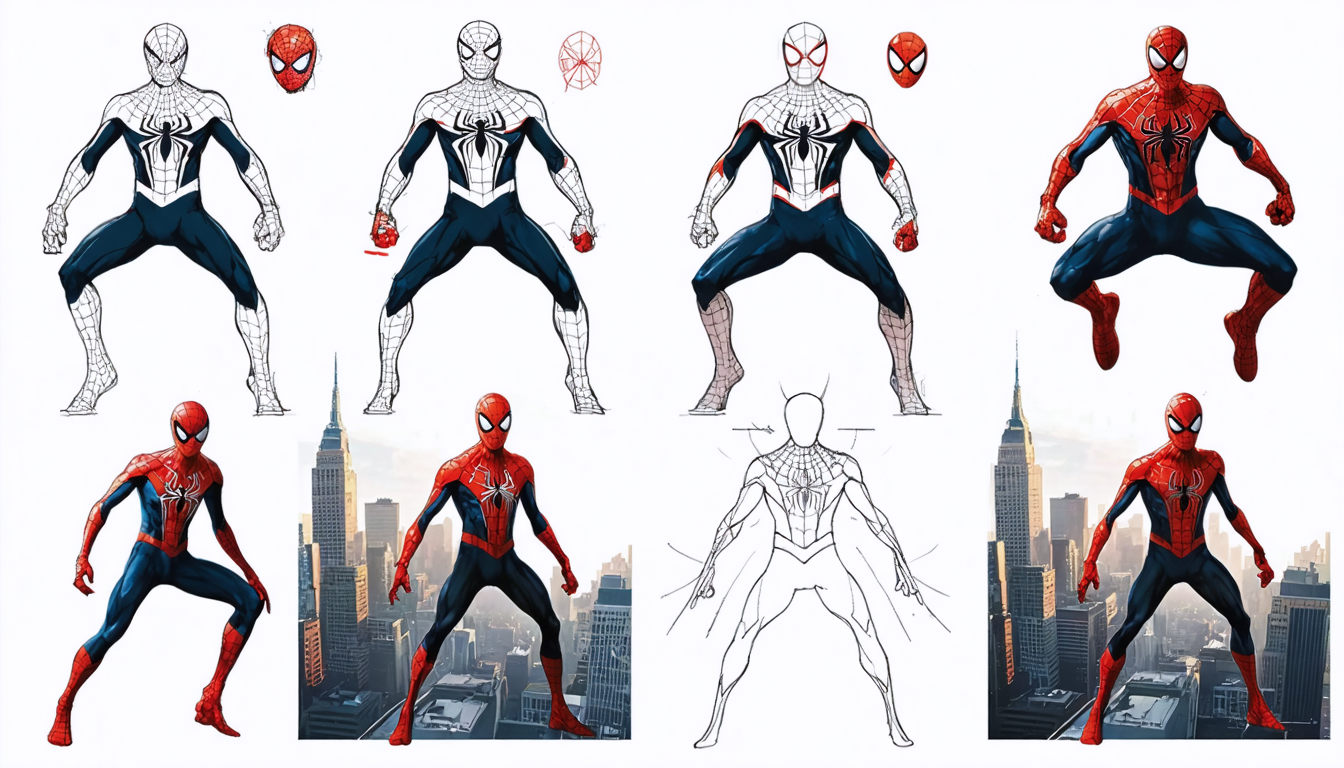apprenez à dessiner spider-man comme un professionnel grâce à ce guide pas à pas simple et détaillé, adapté à tous les niveaux.