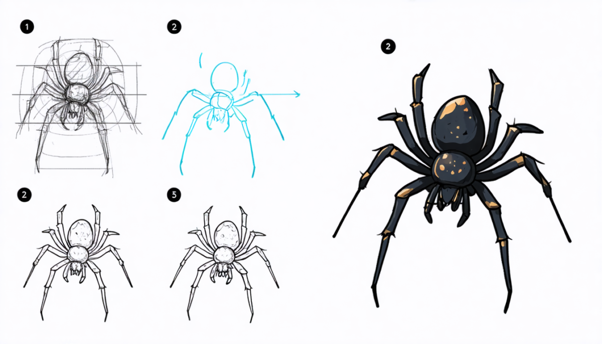 apprenez à dessiner une araignée facilement grâce à notre guide simple et détaillé, étape par étape, parfait pour débutants et amateurs d'art.